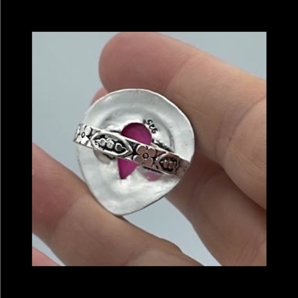 Pink Dendrite 925 Silver Ring - Picture 5 of 5